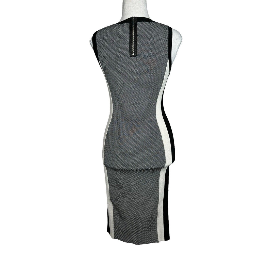 Karen Millen XS Sleeveless Expo Zip Long Bodycon Wiggle Pencil Side Stripe Dress - Picture 8 of 14